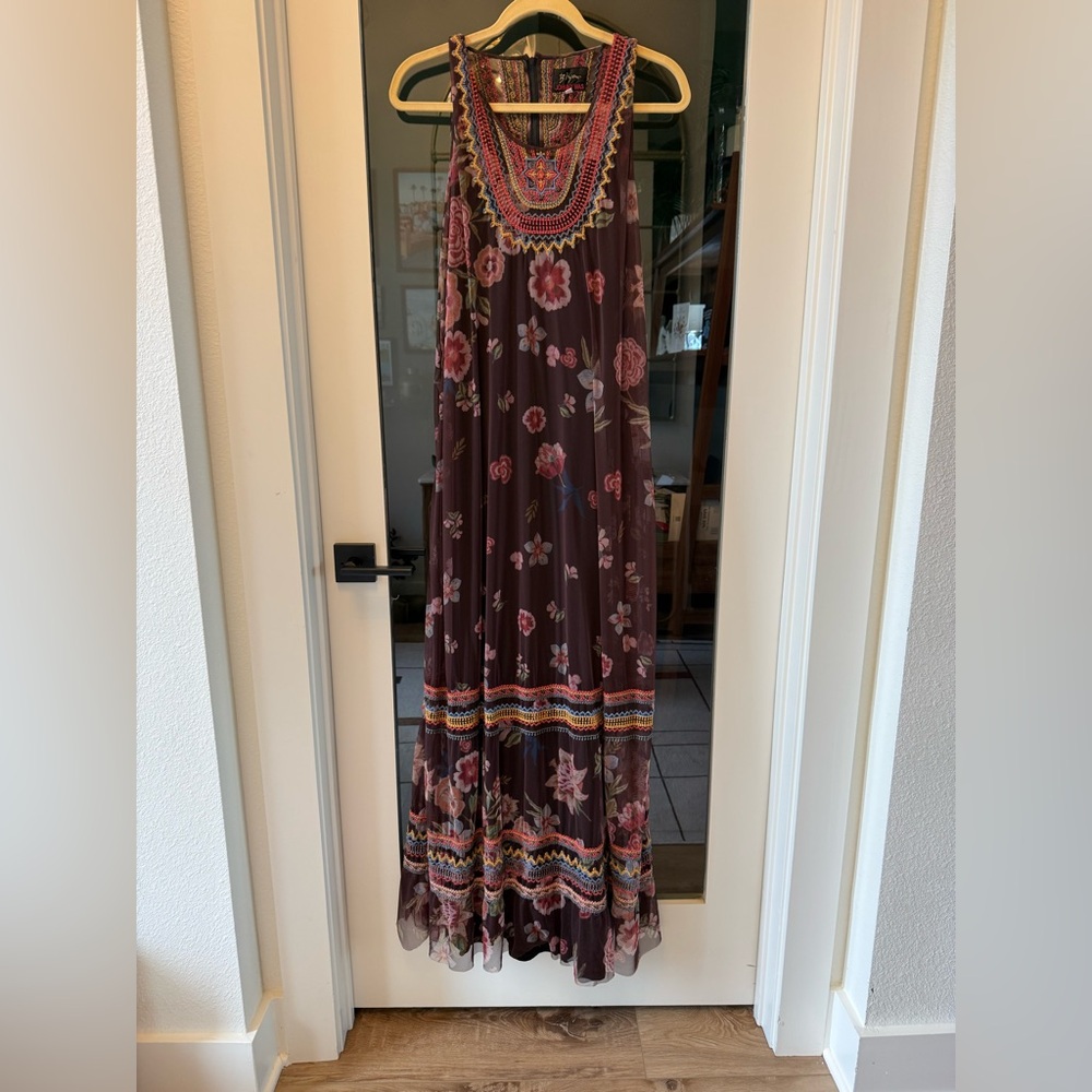 Biya by Johnny Was embroidered mesh maxi XL